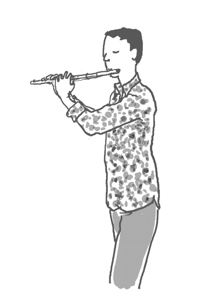 フルートを演奏する人のイラスト